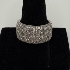 Sonia B Sterling Silver CZ Pavé Band Ring Size 8.75 Like New